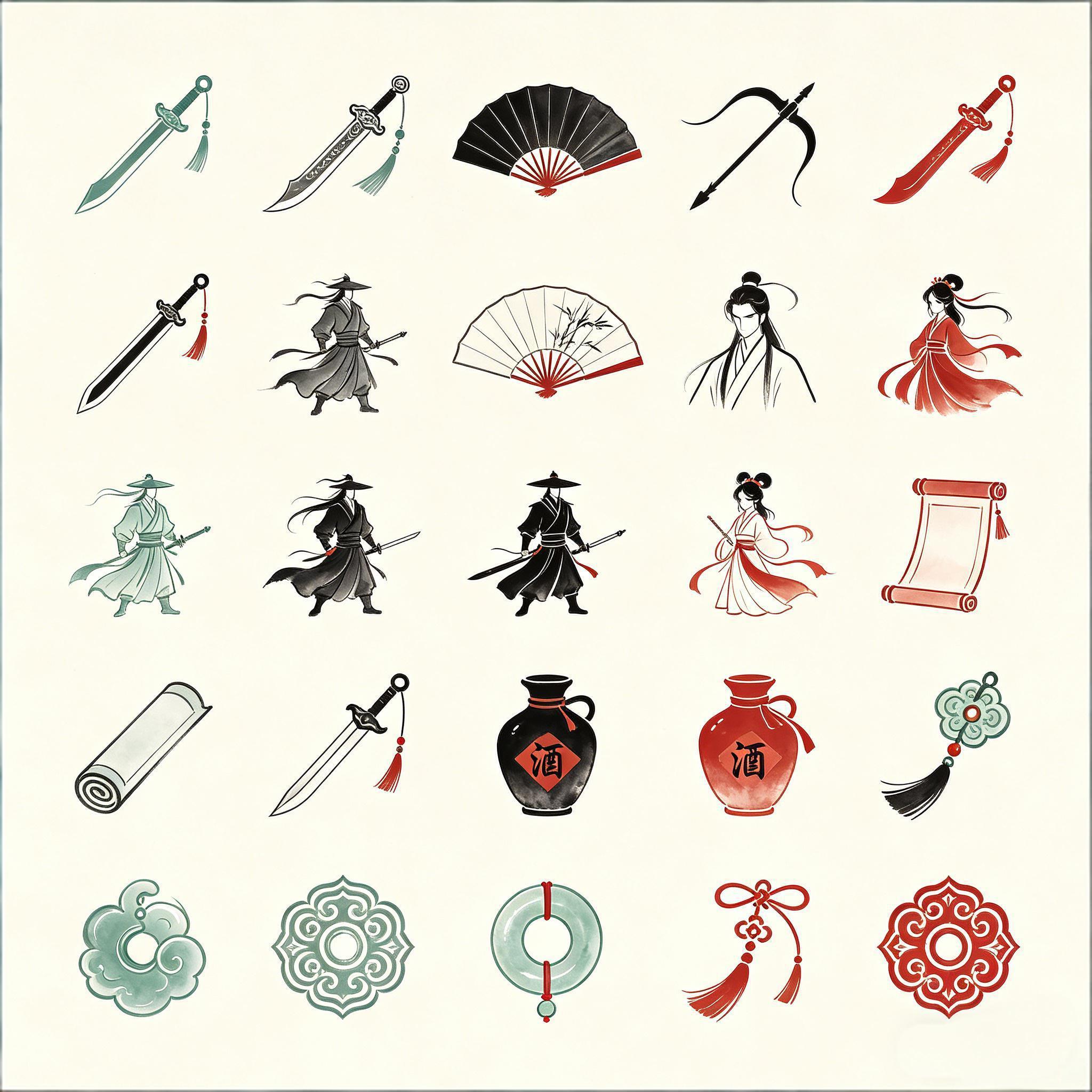 国风武侠水墨风图标套装