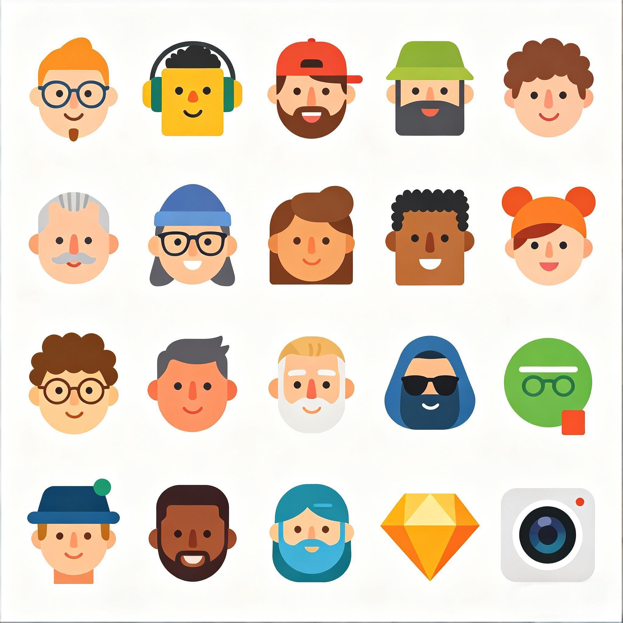 扁平化多彩用户头像图标集