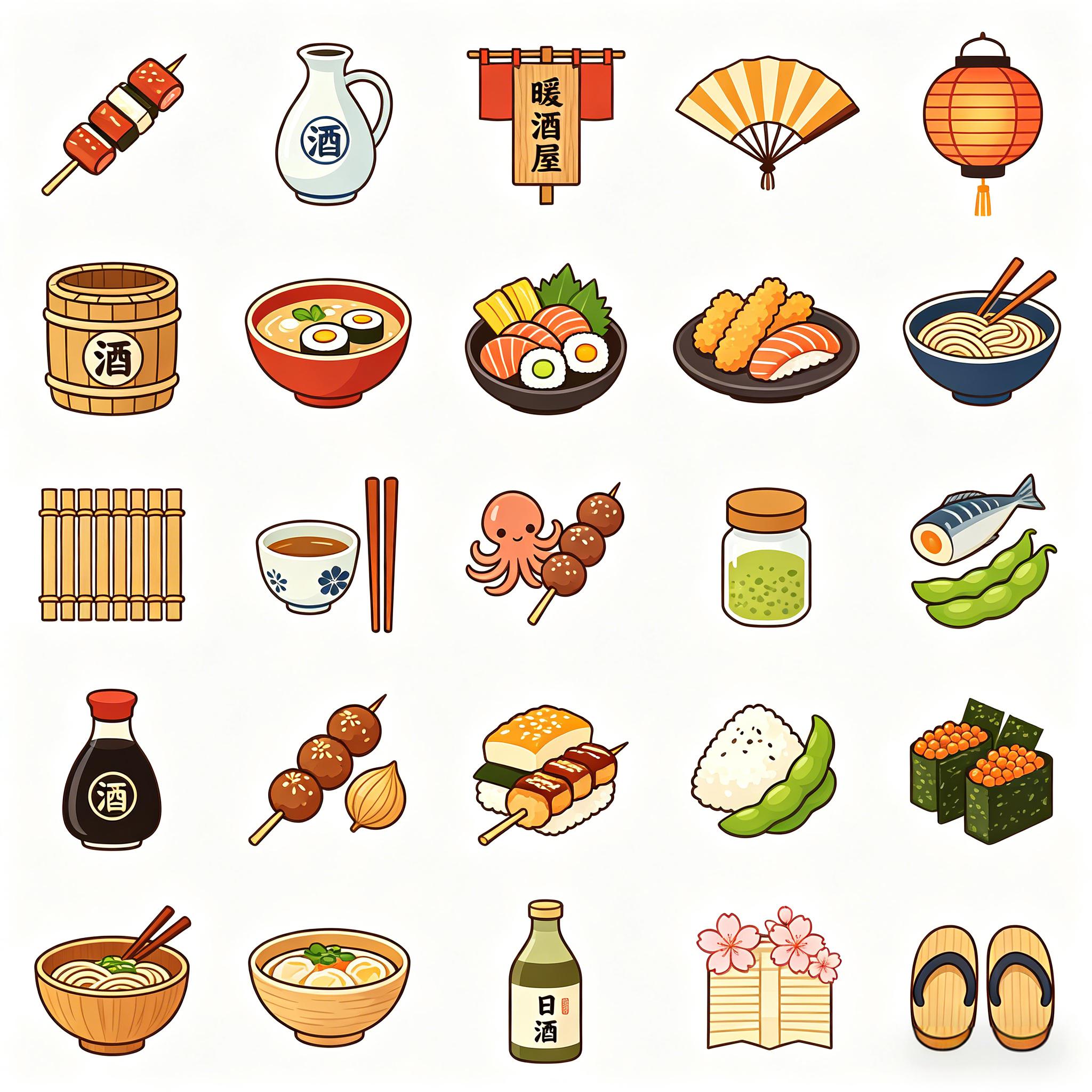 日式美食居酒屋图标套装