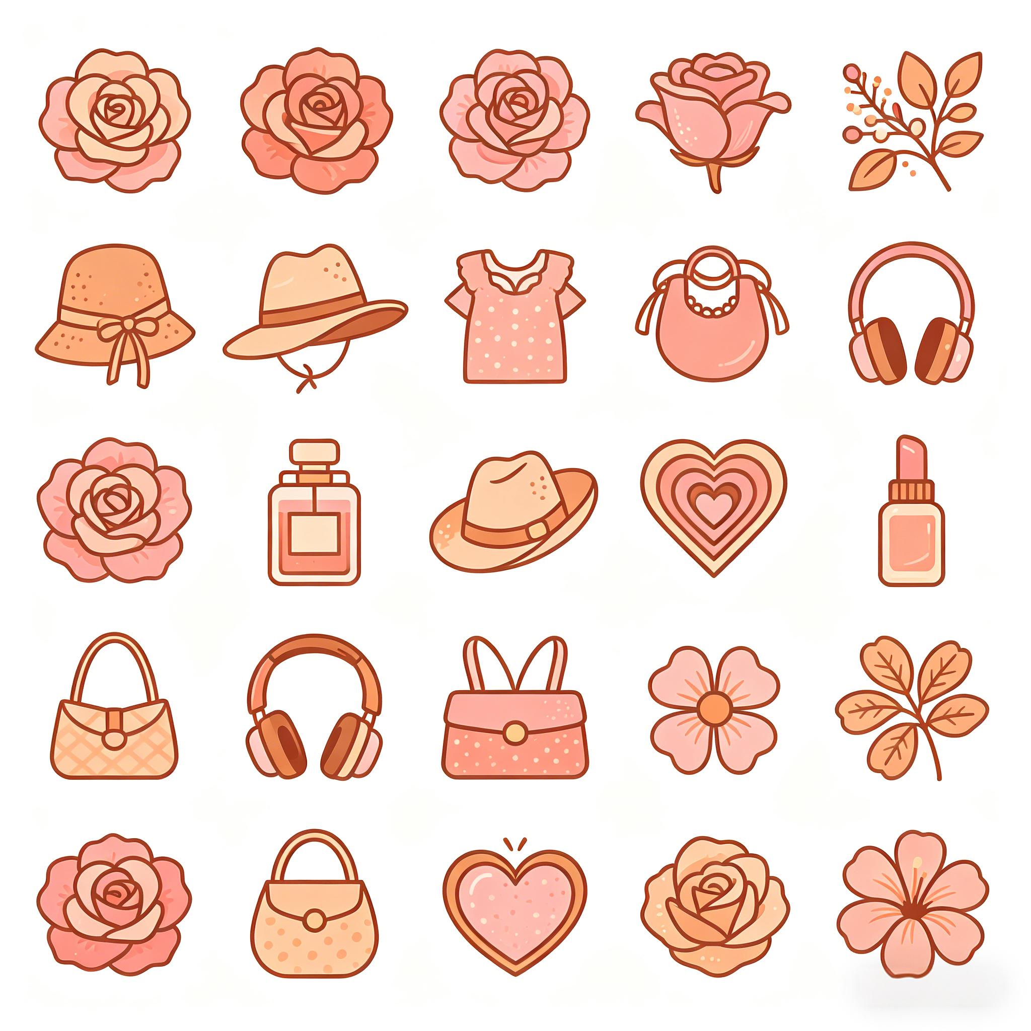 暖橘调法式少女风图标集