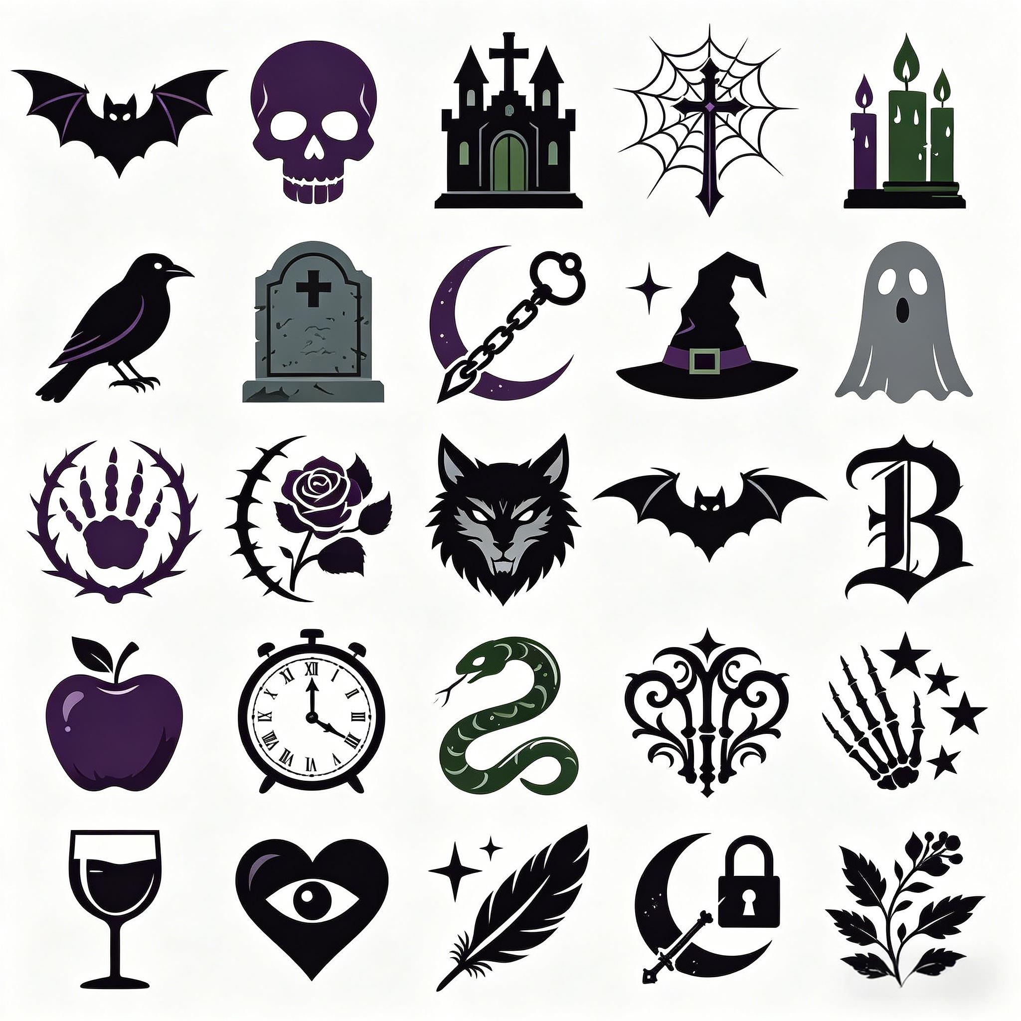 暗黑哥特风魔法元素图标套装