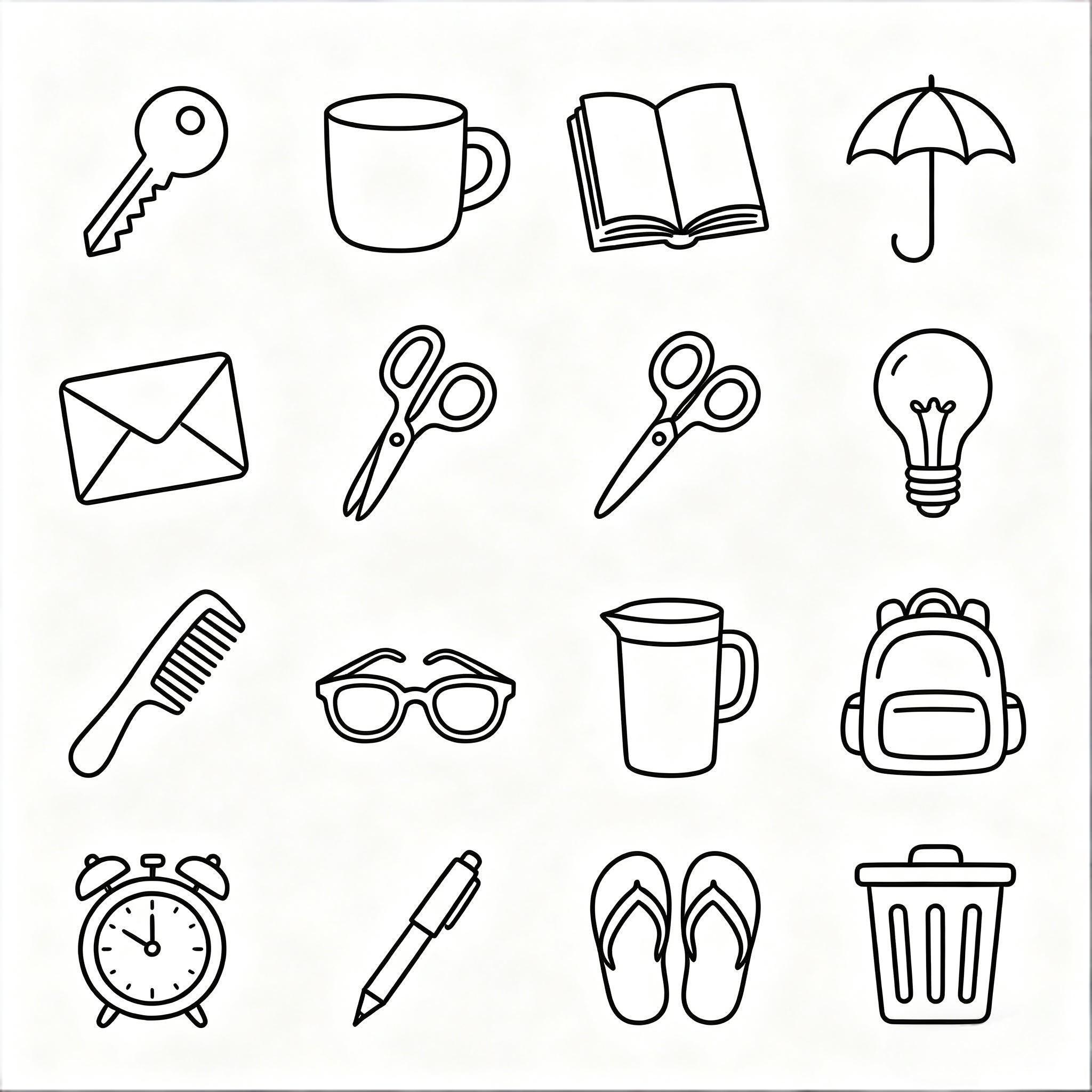 极简线描日常物品图标套装