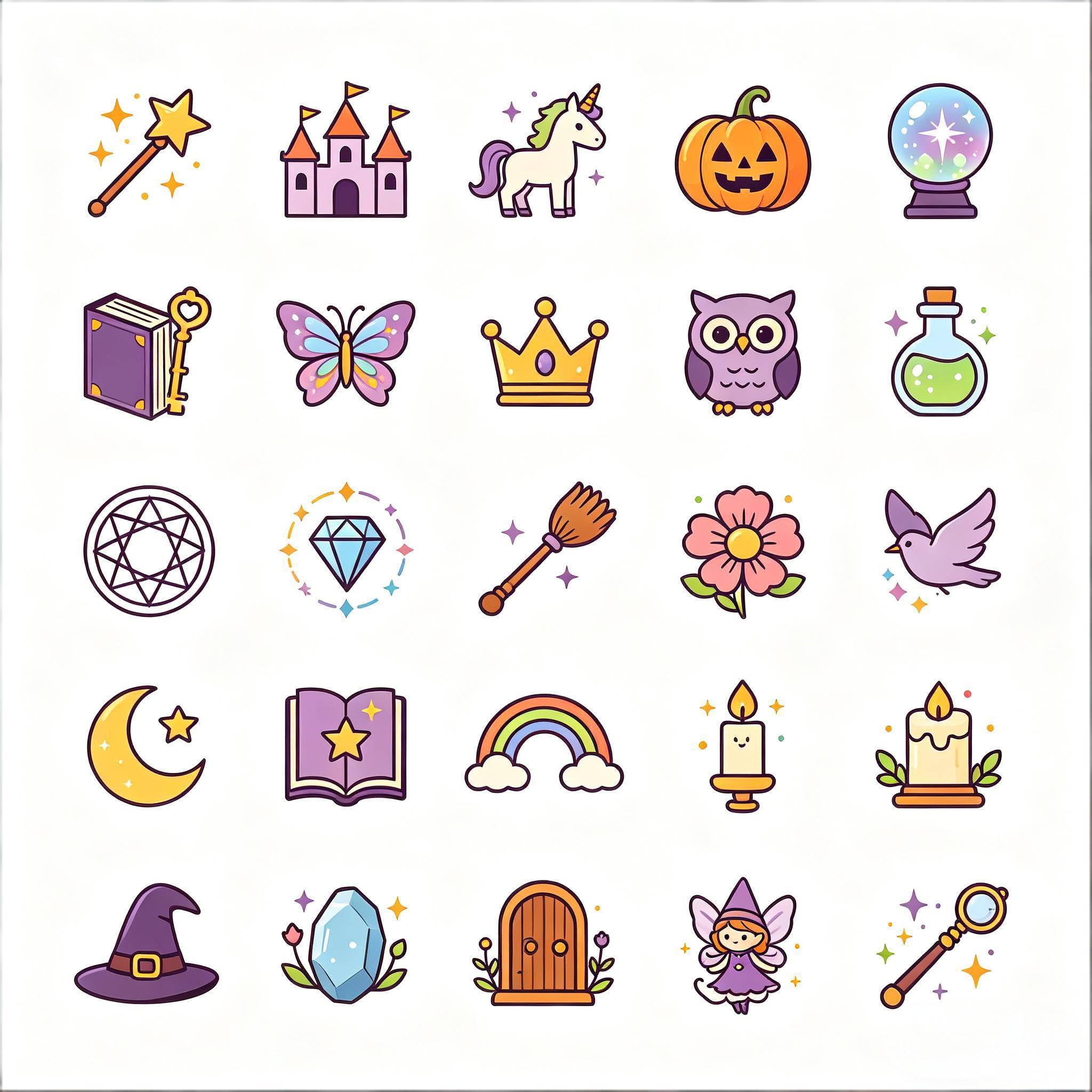 梦幻童话魔法元素图标套装
