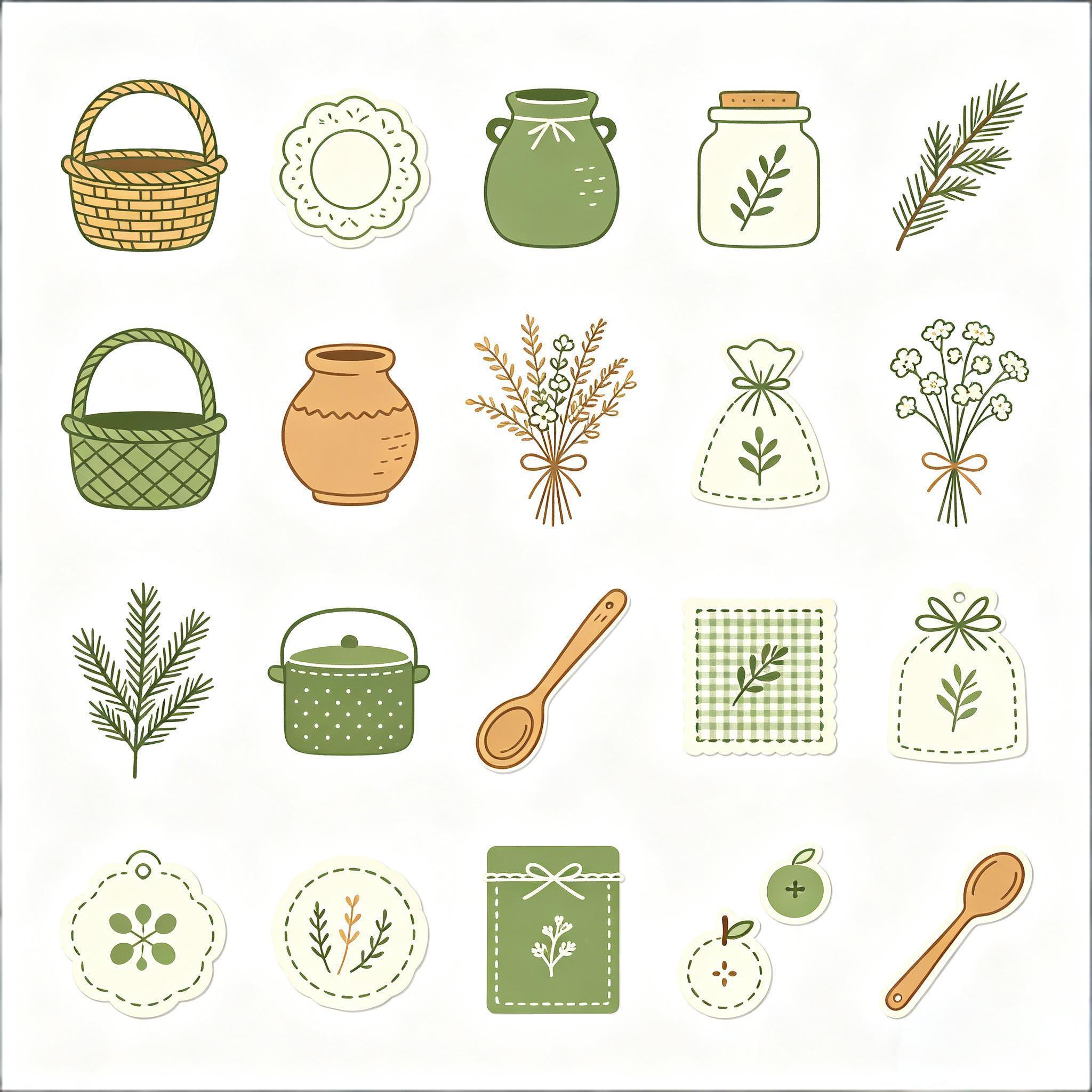 森系田园风家居生活图标集