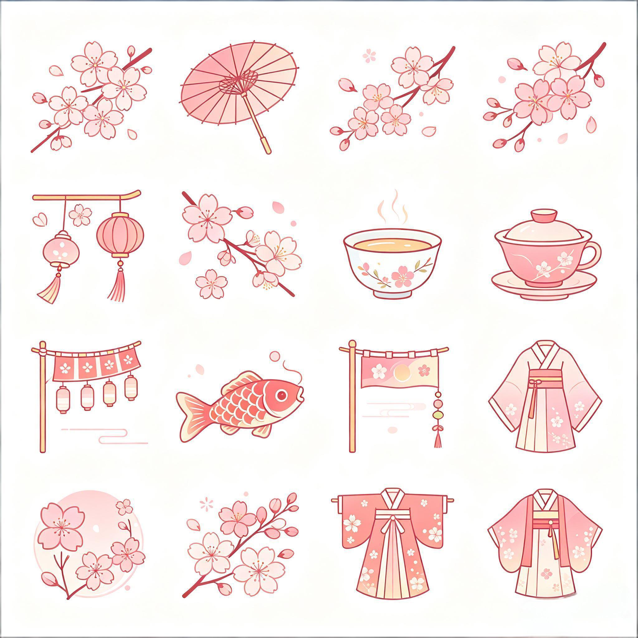 樱花季和风日系软萌图标套装