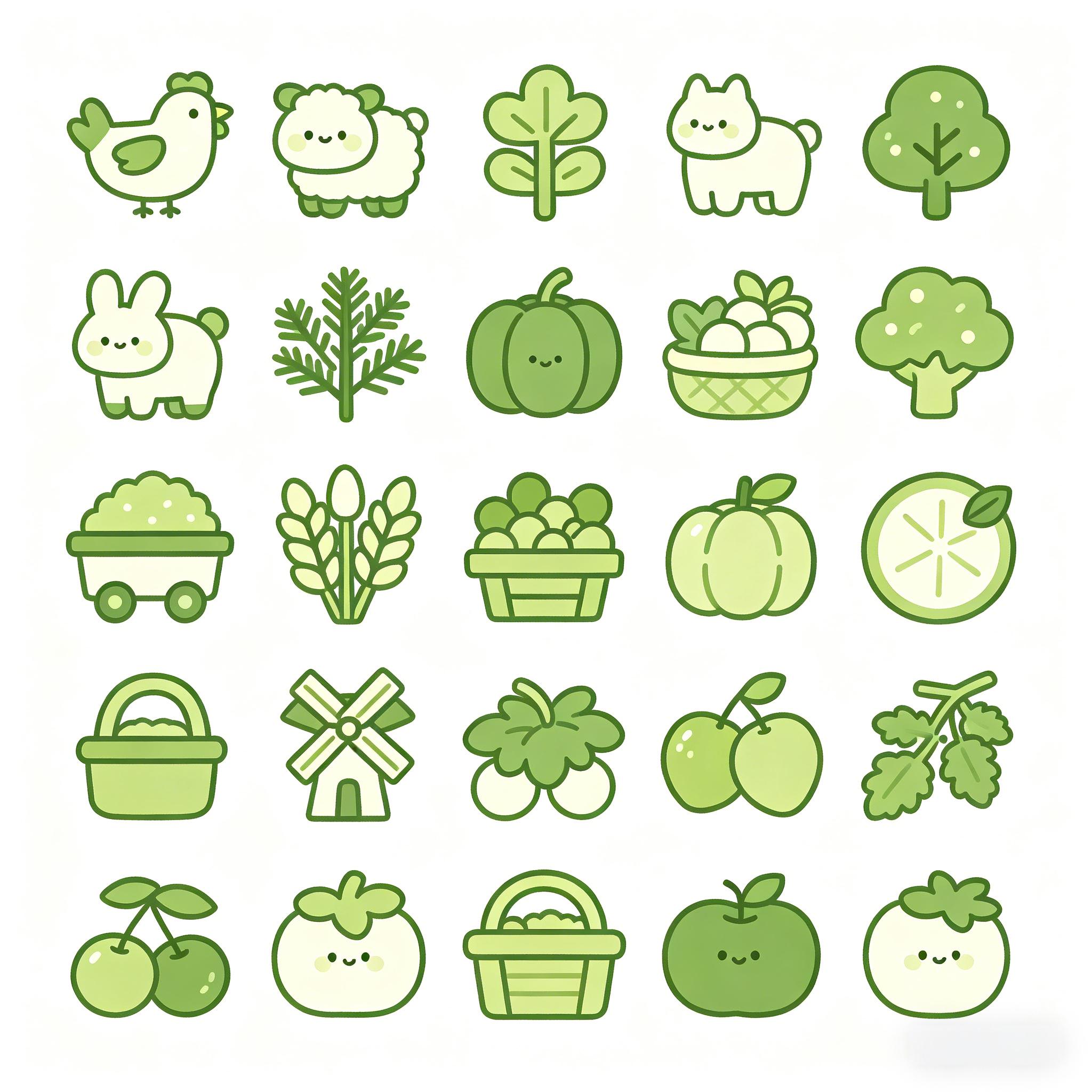 清新绿田园农场图标集