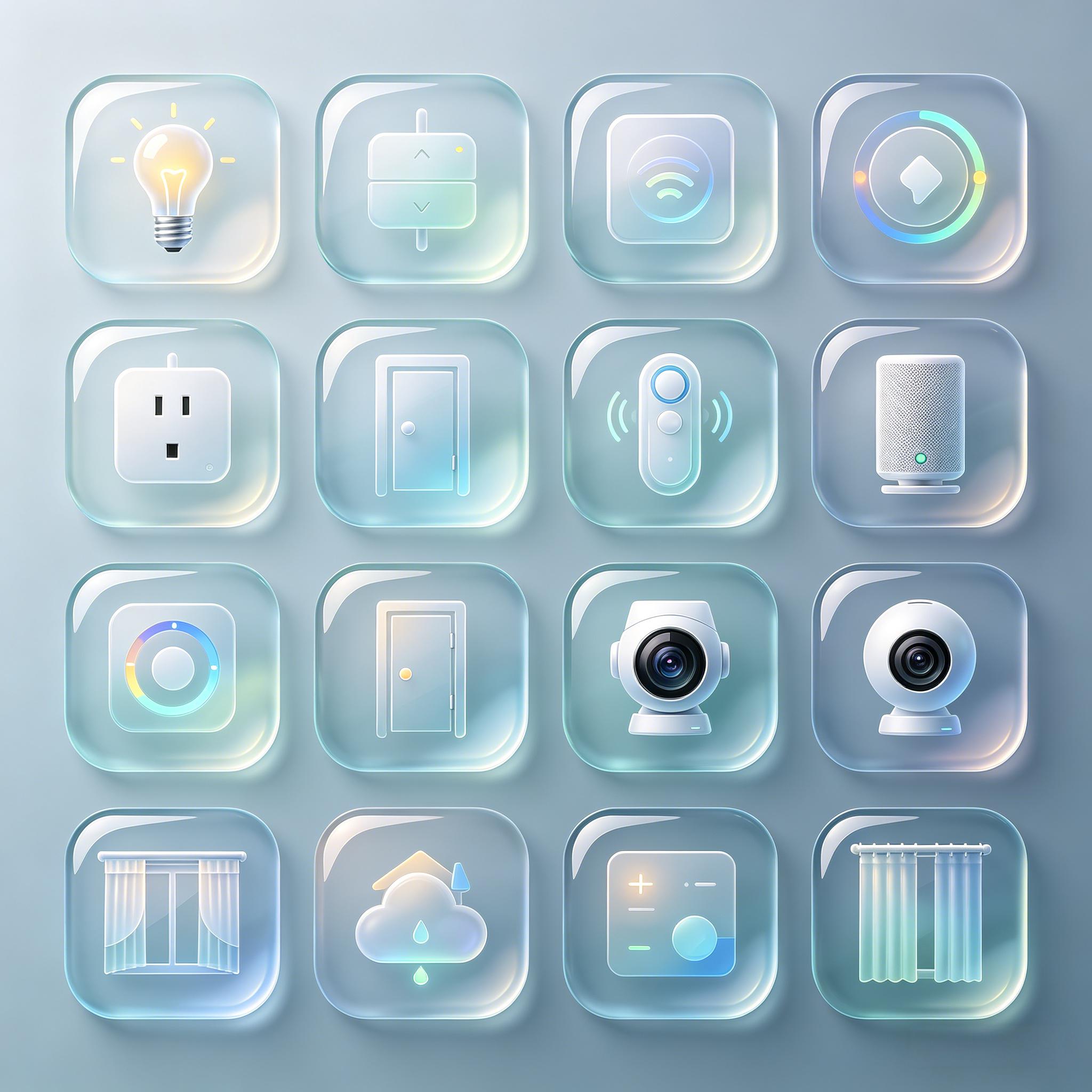 玻璃拟态智能家居控制图标套装