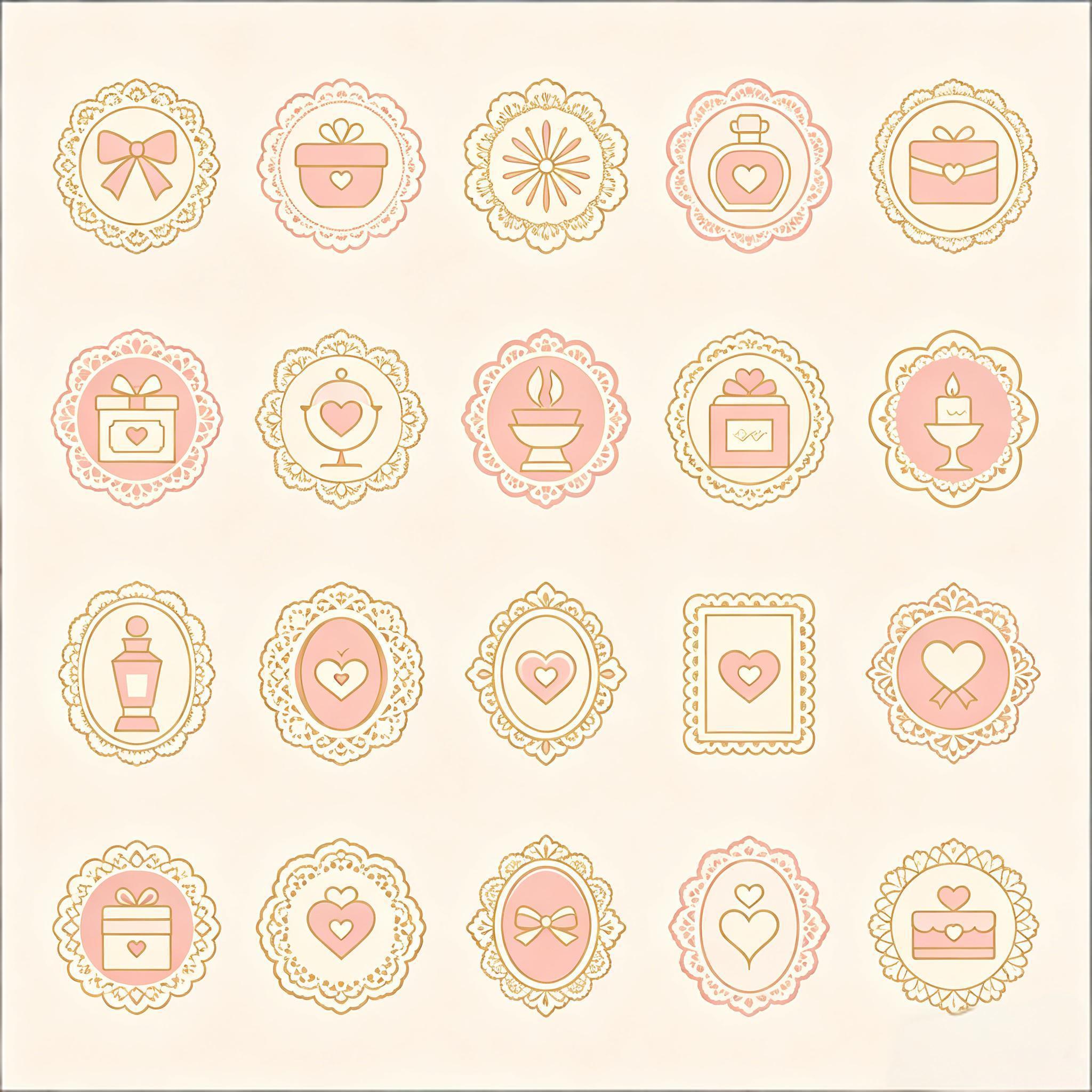 粉金洛可可风少女心图标集