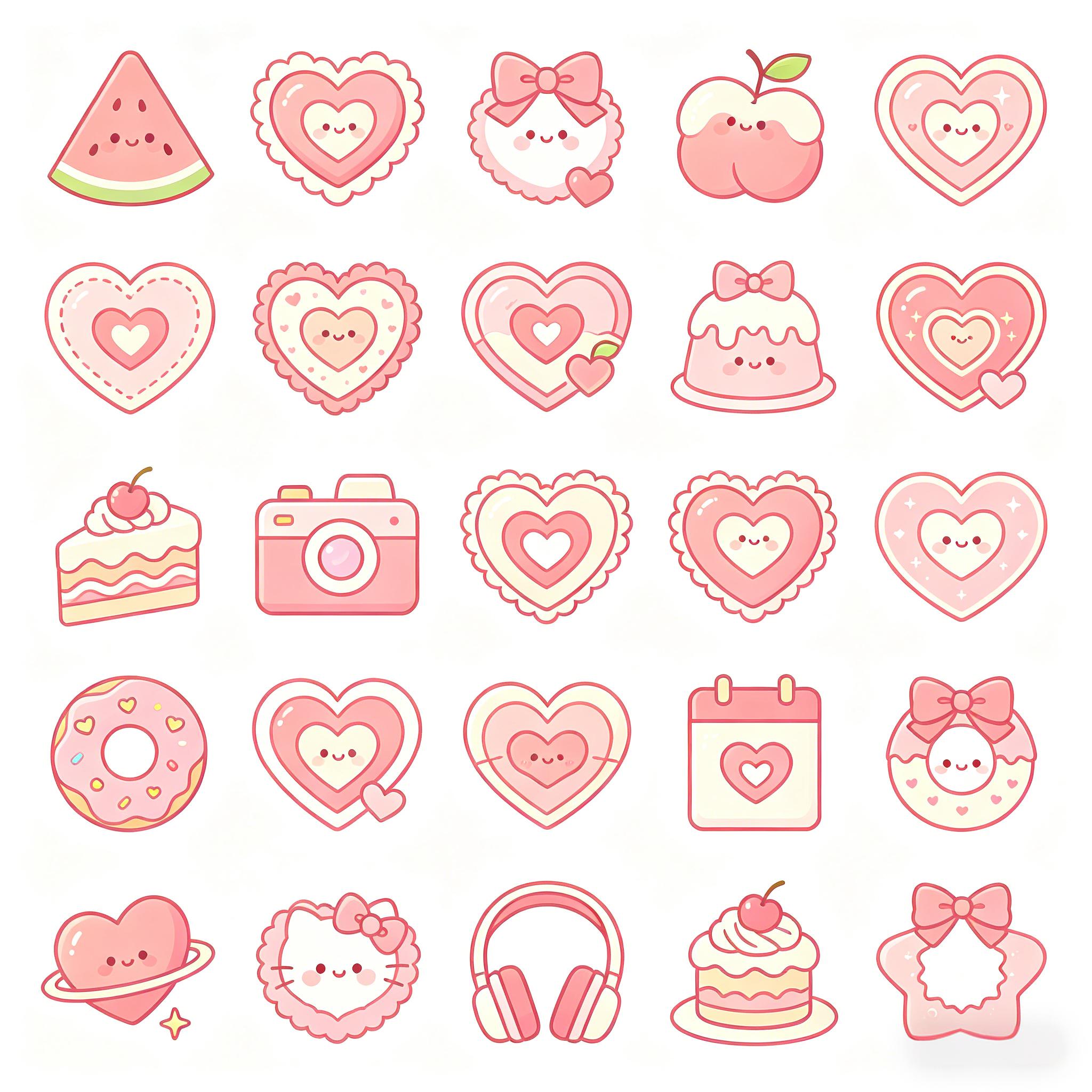 软萌粉调爱心甜妹图标集