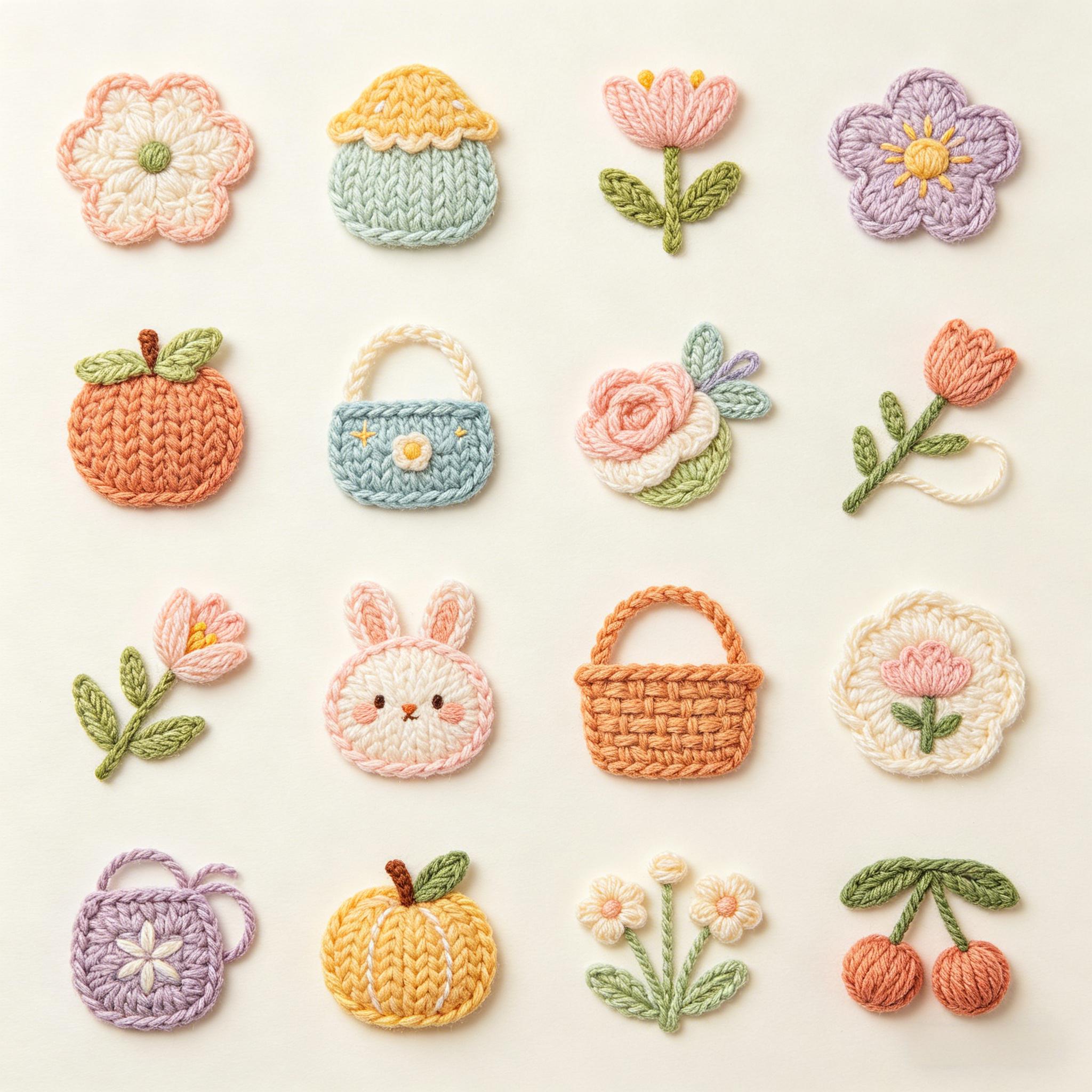 软萌针织毛线风可爱小物图标套装