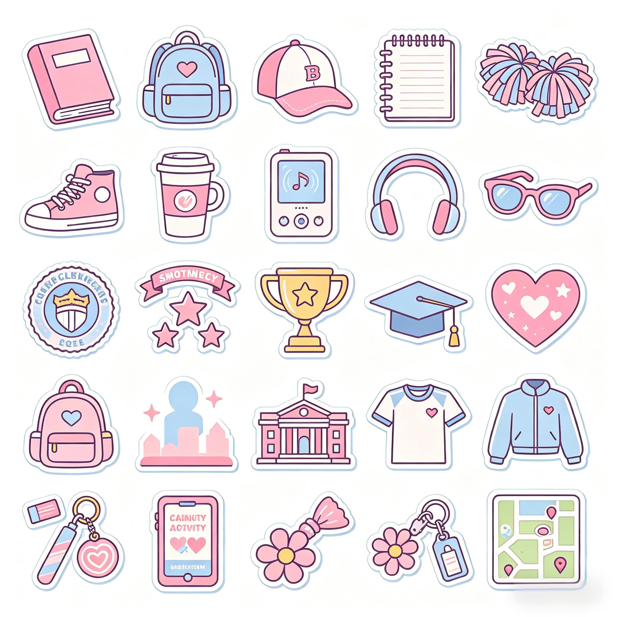 青春校园风贴纸图标集