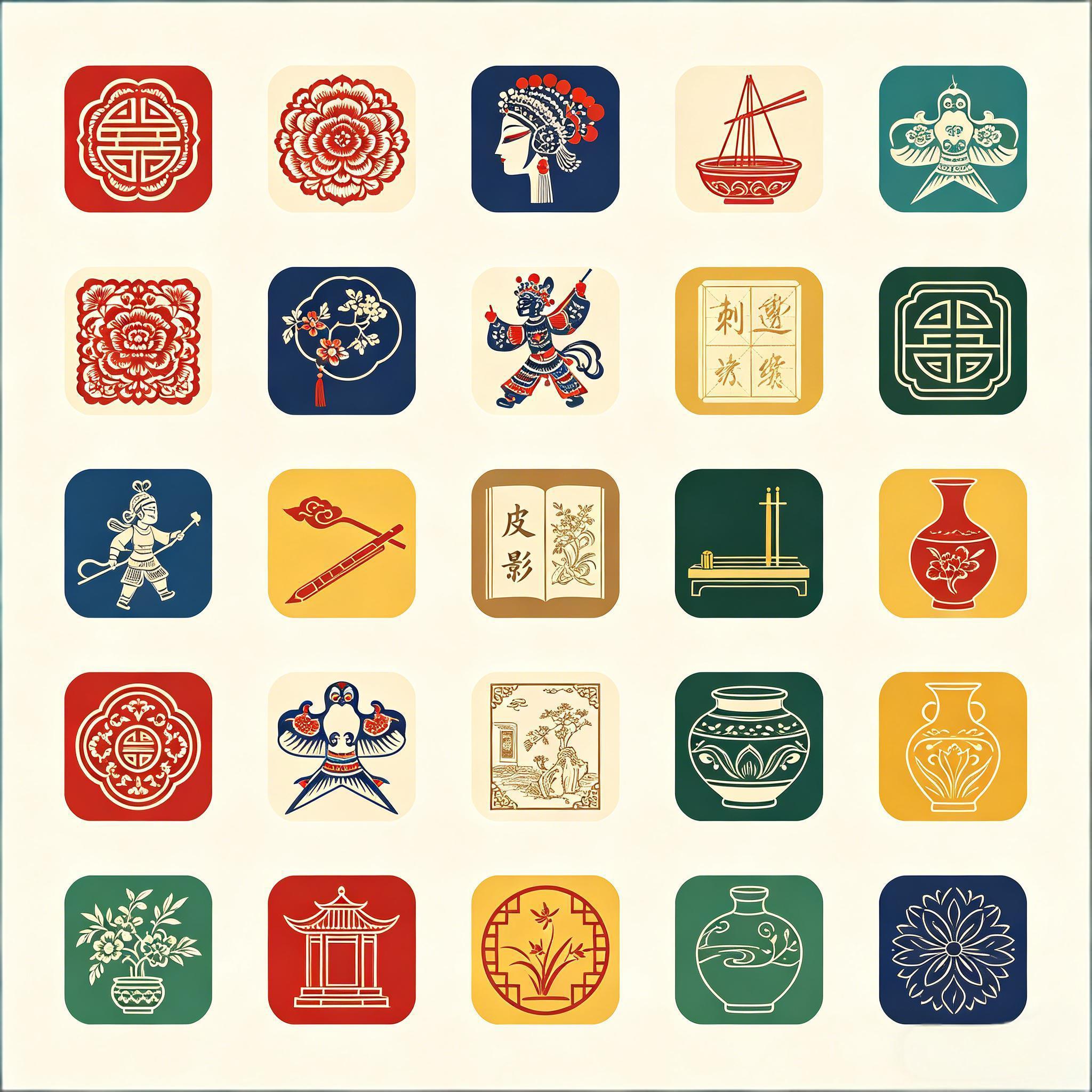 非遗国风传统纹样图标套装