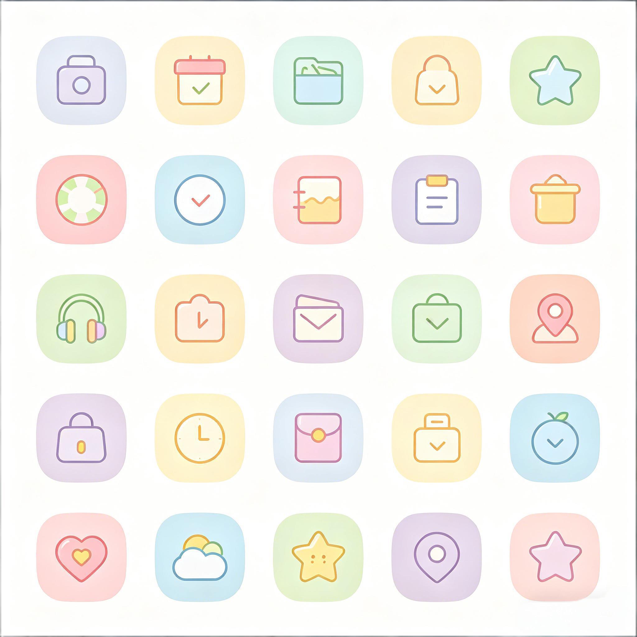 马卡龙色轻渐变日常功能图标套装